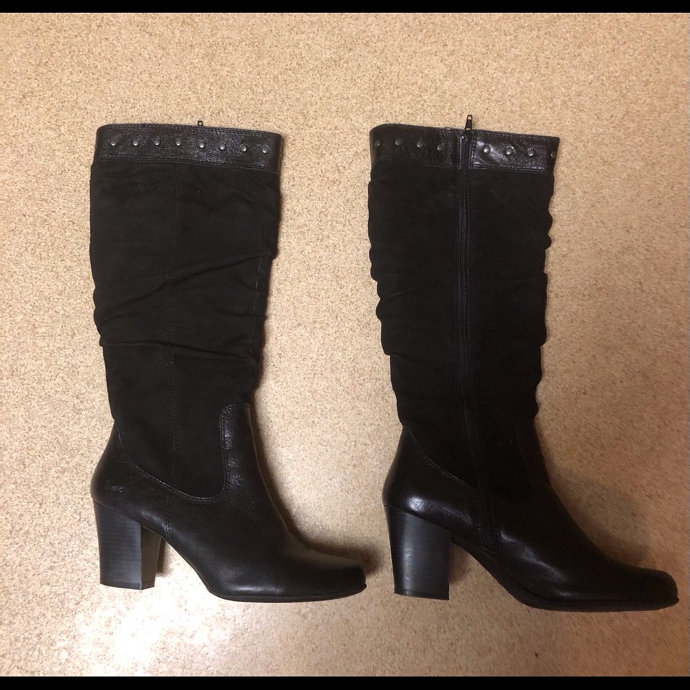 Born Evangelina Black Leather Boots size 9
